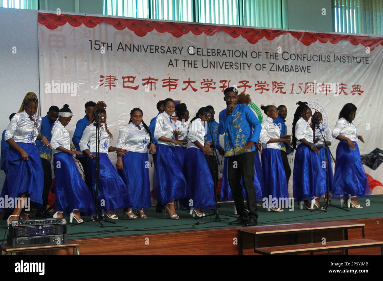 Harare, Zimbabwe. 10th Mar, 2023. Students perform a song during an