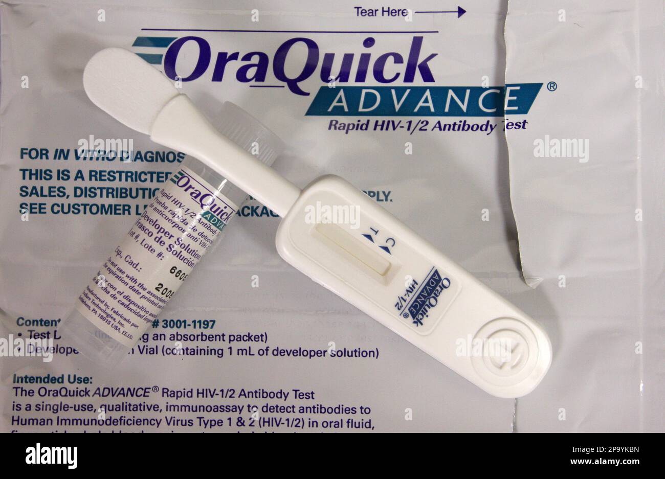 A developer solution vial, left, and test device, right, are seen for