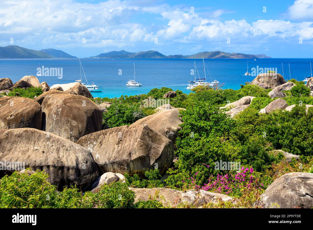 Huge boulder near Devil's Bay in Virgin Gorda Island. Landscape of ...