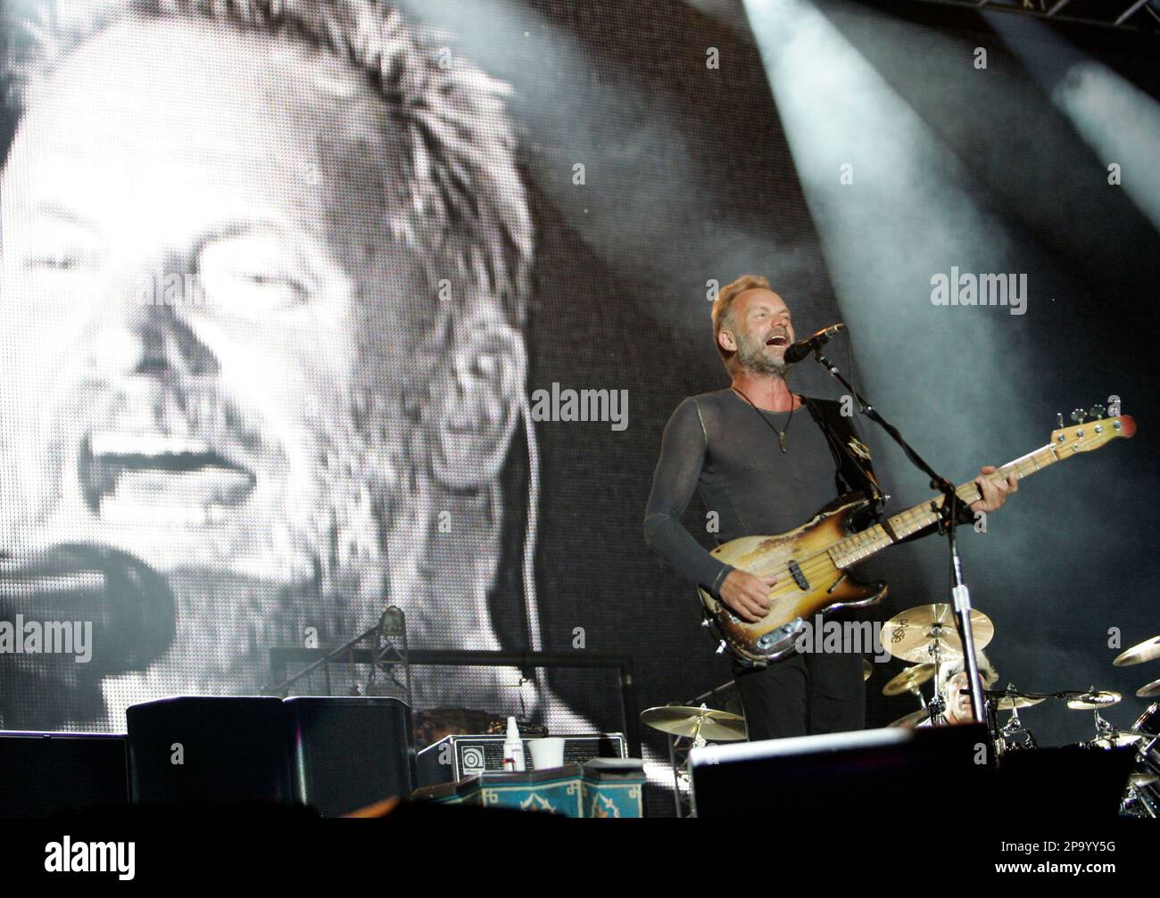 Musician Sting from the British band The Police performs on stage ...