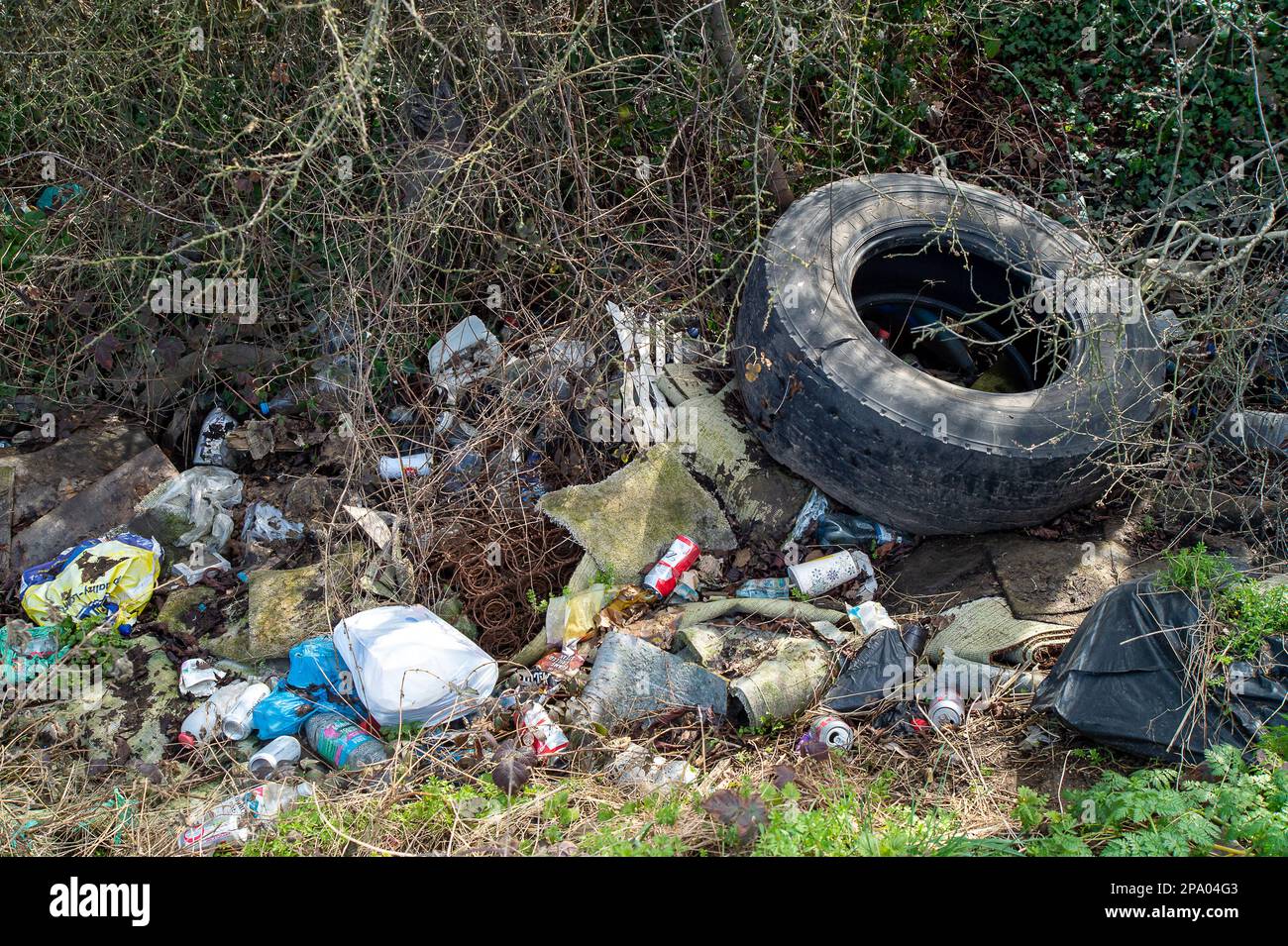 Denham, Buckinghamshire, UK. 11th March, 2023. Fly-tipping next to a lay-by in Denham. Credit: Maureen McLean/Alamy Live News Stock Photo