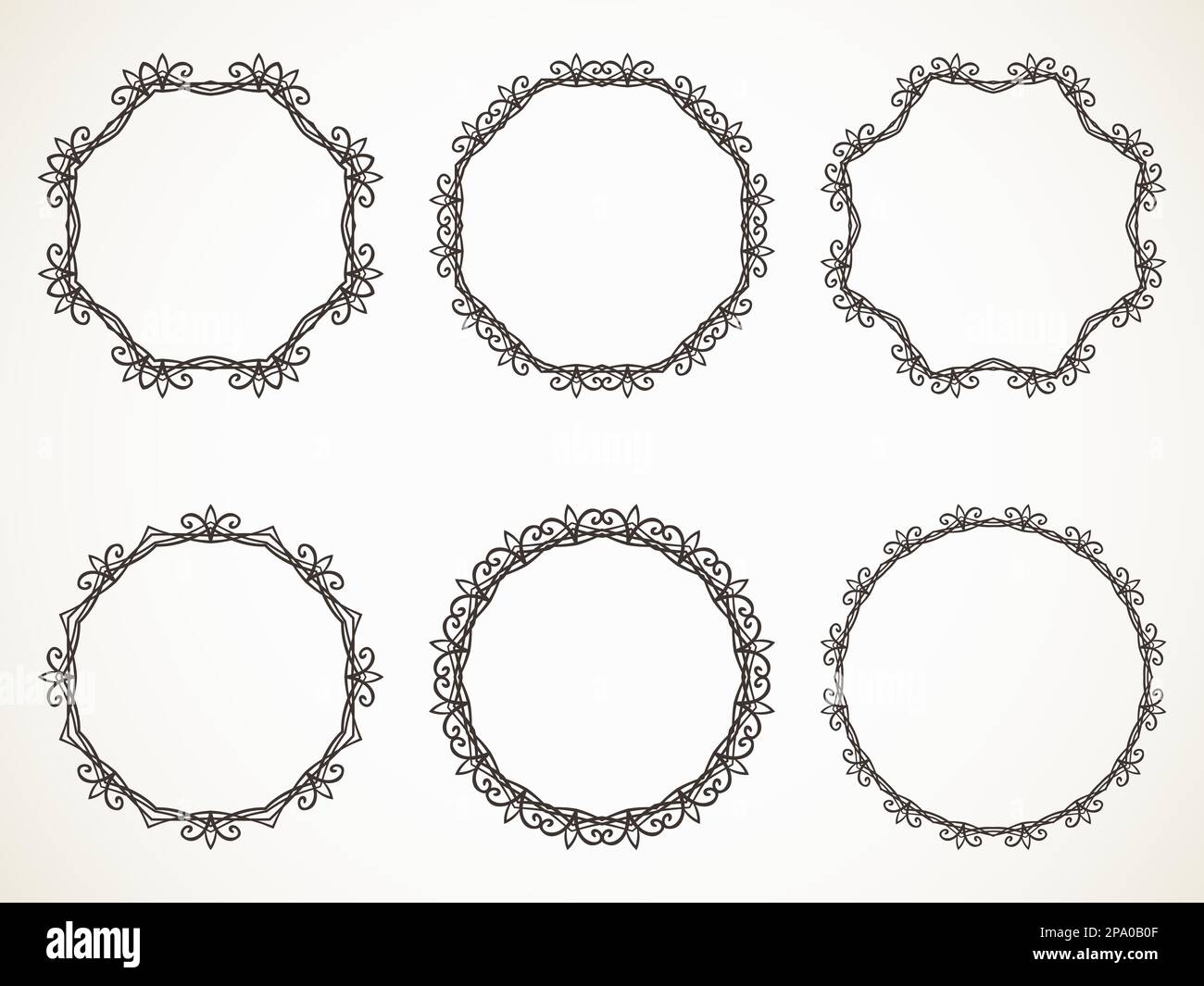 Ornamental calligraphic round frame Vector set Stock Vector Image & Art ...