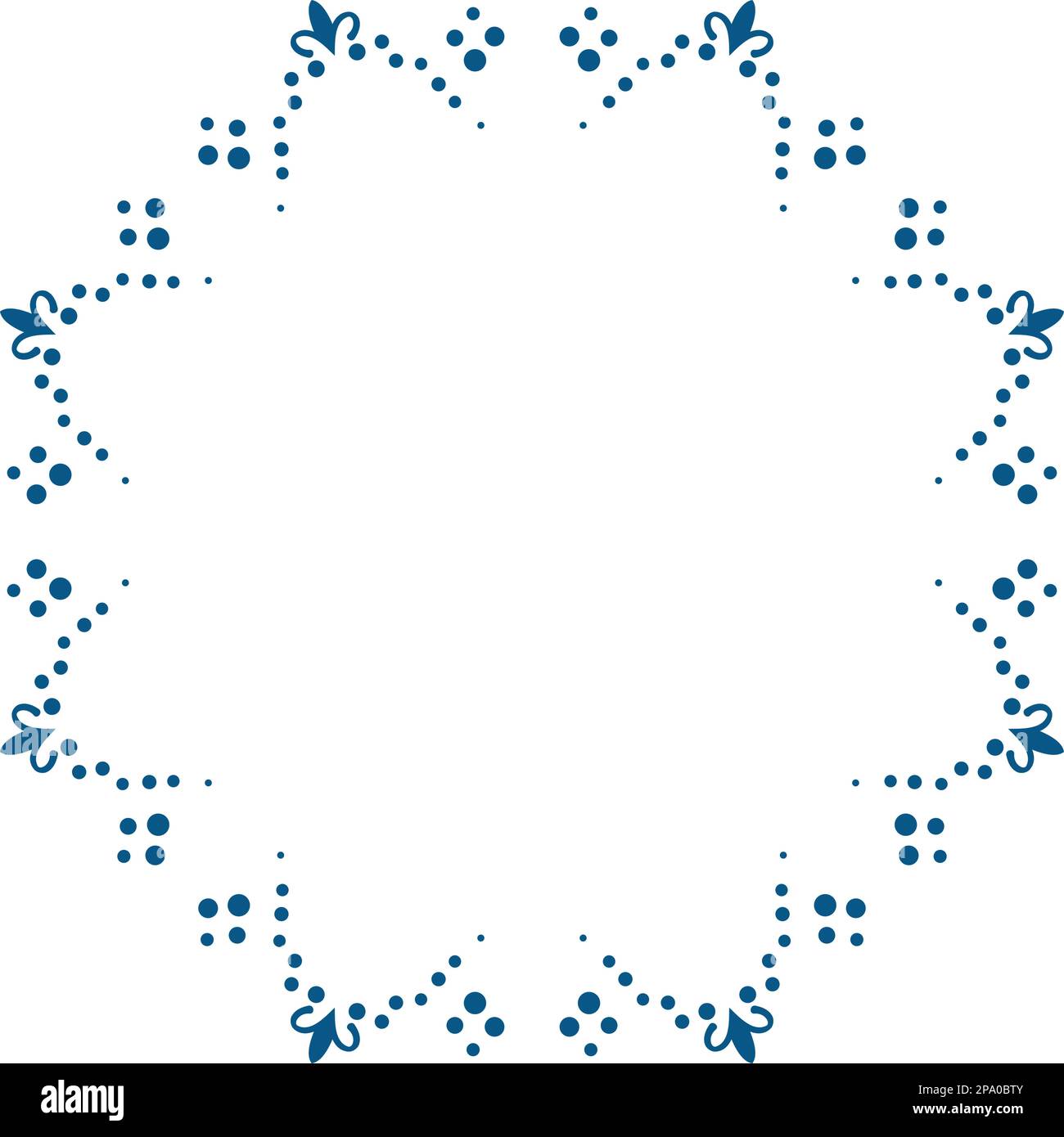 Round frame, Made from dots and ornamental design element, Vector template Stock Vector