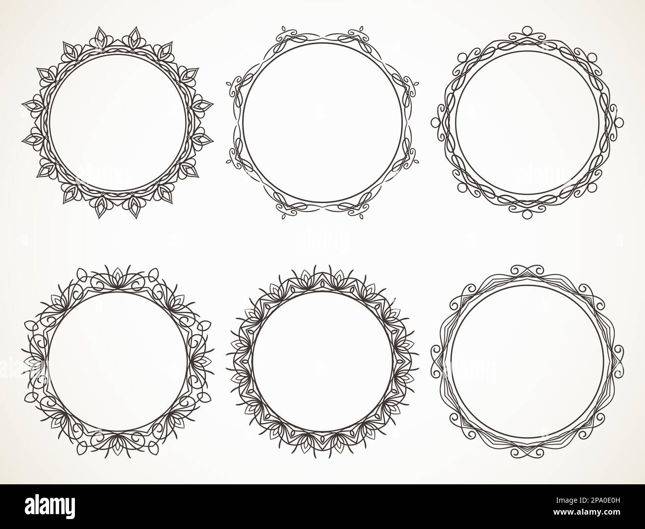 Ornamental calligraphic Round frame Vector design element set Stock ...
