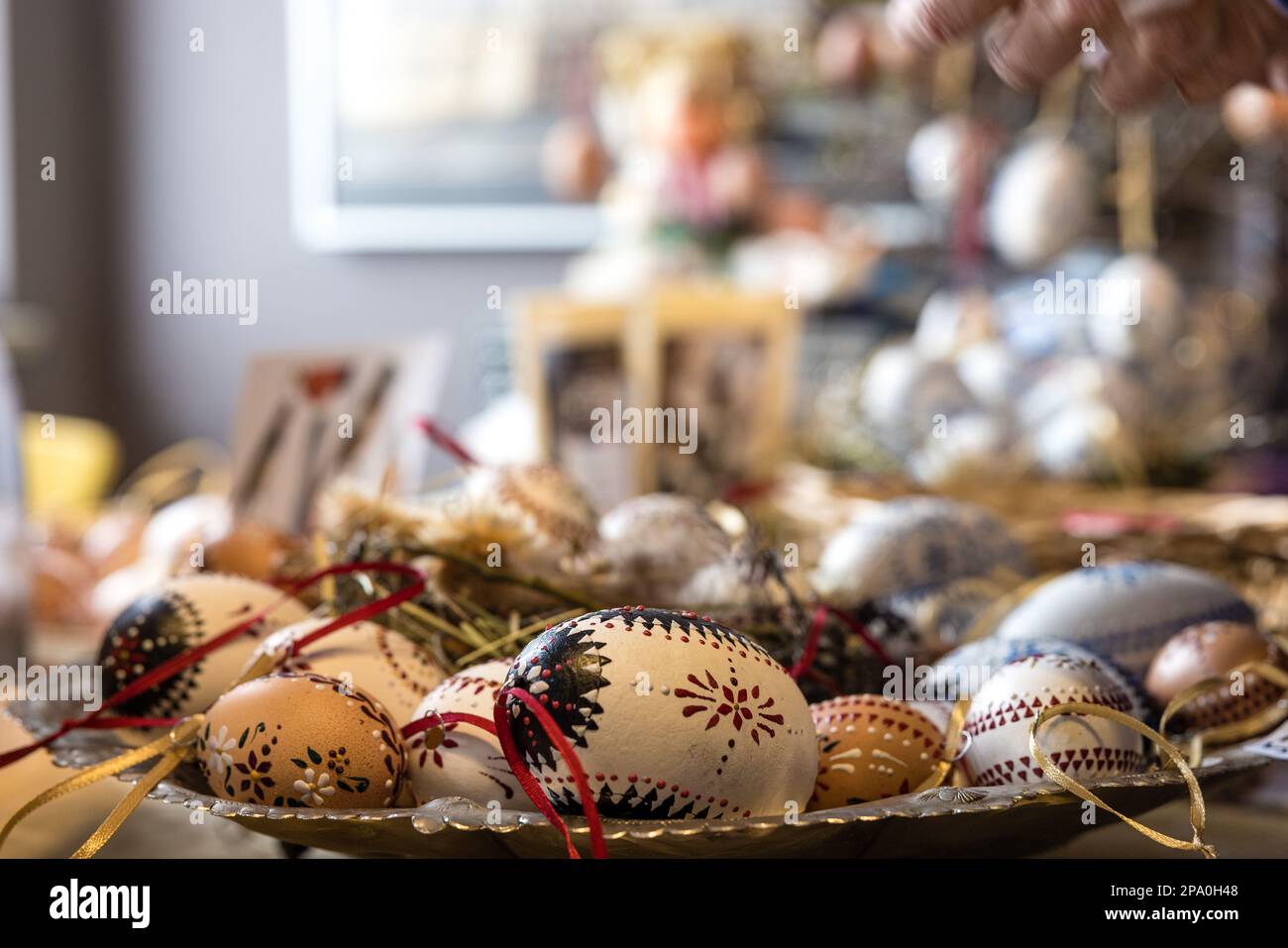 Painted easter eggs on an easter fair hi-res stock photography and 