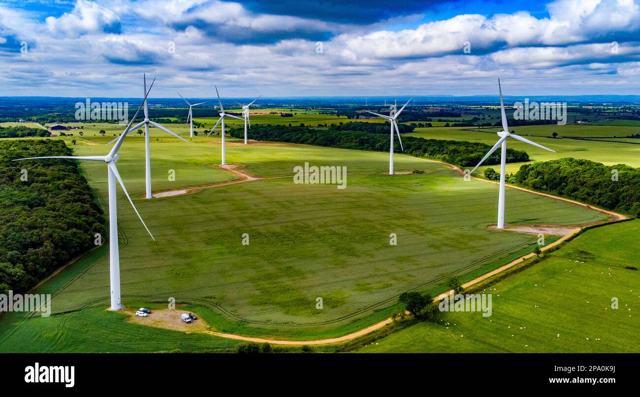 WIndfarm Turbines at Walkway Stock Photo Alamy