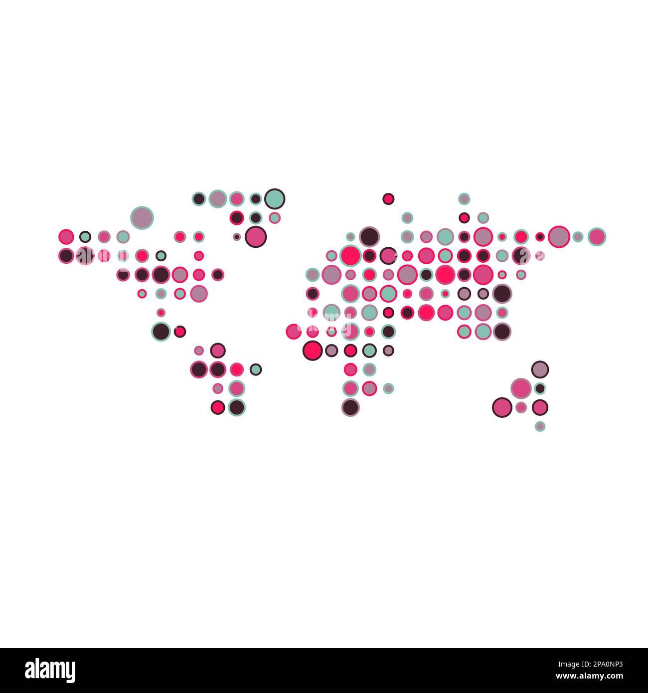 World Map Silhouette Pixelated generative pattern illustration Stock Vector