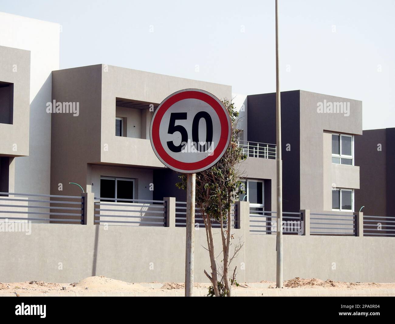 A road traffic sign in Egypt that gives an alert to drivers 50 fifty ...
