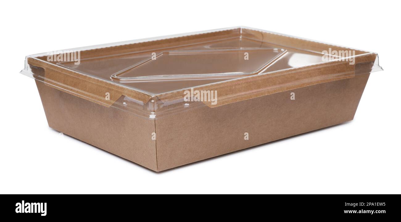 Empty paper container for food isolated on white Stock Photo - Alamy