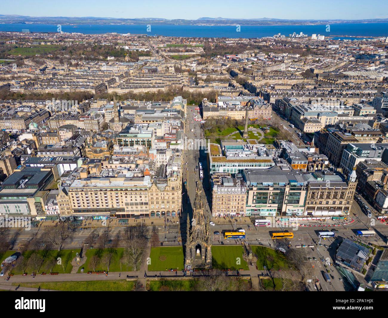 Aerial view of Edinburgh City Centre from drone, Scotland UK Stock Photo