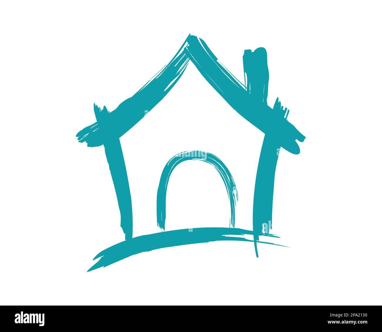 Simple House Illustration visualized with Brush Strokes and Simple Illustration Stock Vector