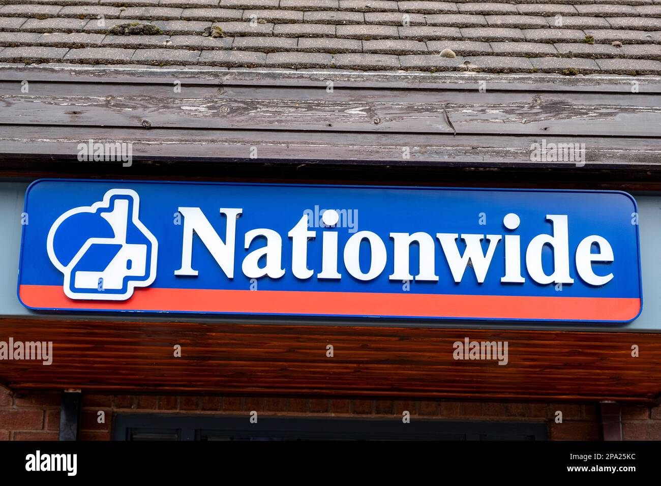 Nationwide Building Society sign on outside wall UK Stock Photo