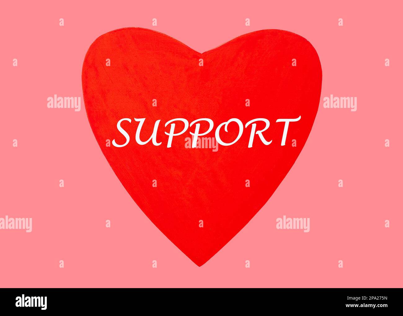 Support word on red heart. Donation, help, charity, charitable aid concept. High quality photo Stock Photo