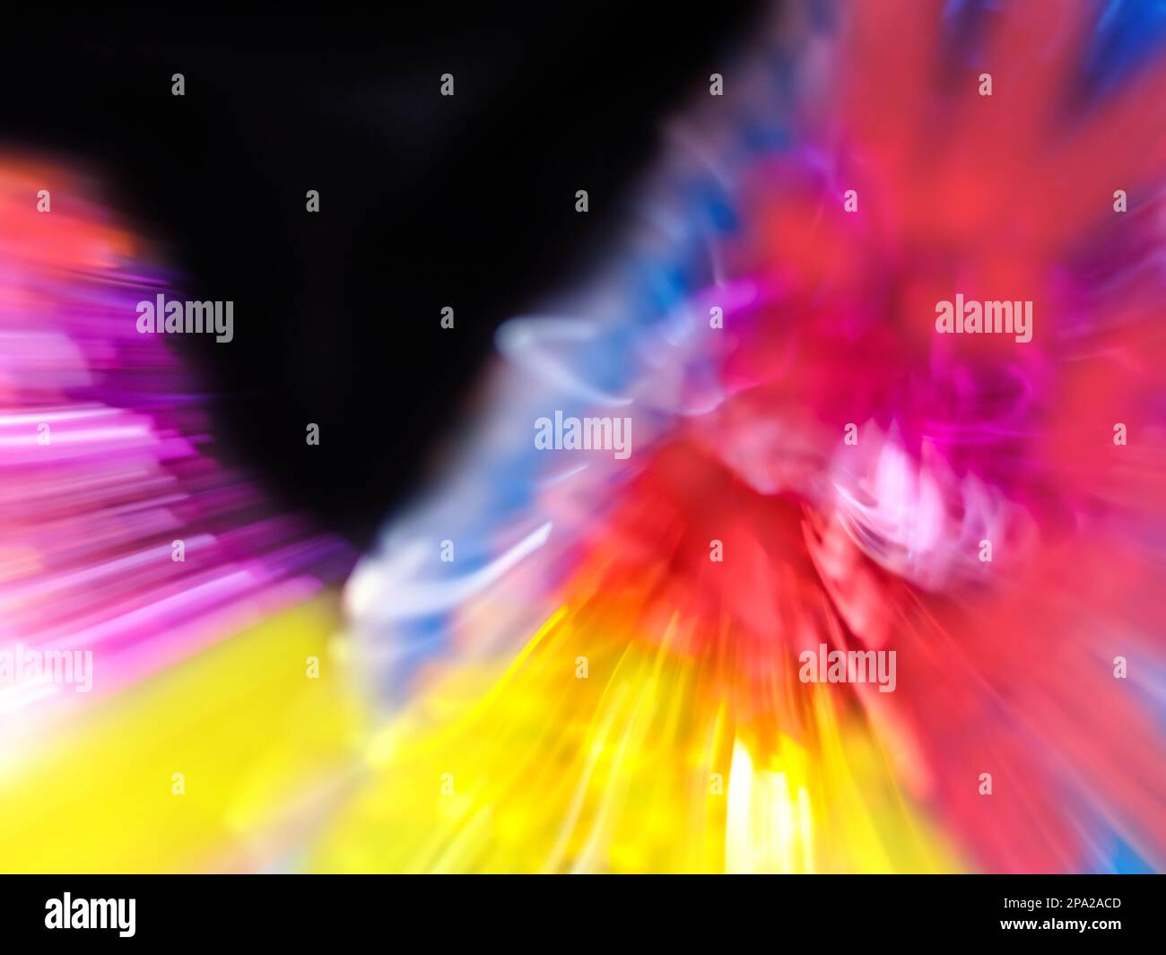 Blurred colored abstract smooth transitions of iridescent  neon colors on black Stock Photo