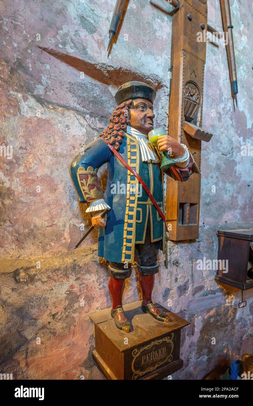 Perkeo of Heidelberg Statue at Heidelberg Castle cellars - legendary jester and court dwarf - Heidelberg, Germany Stock Photo