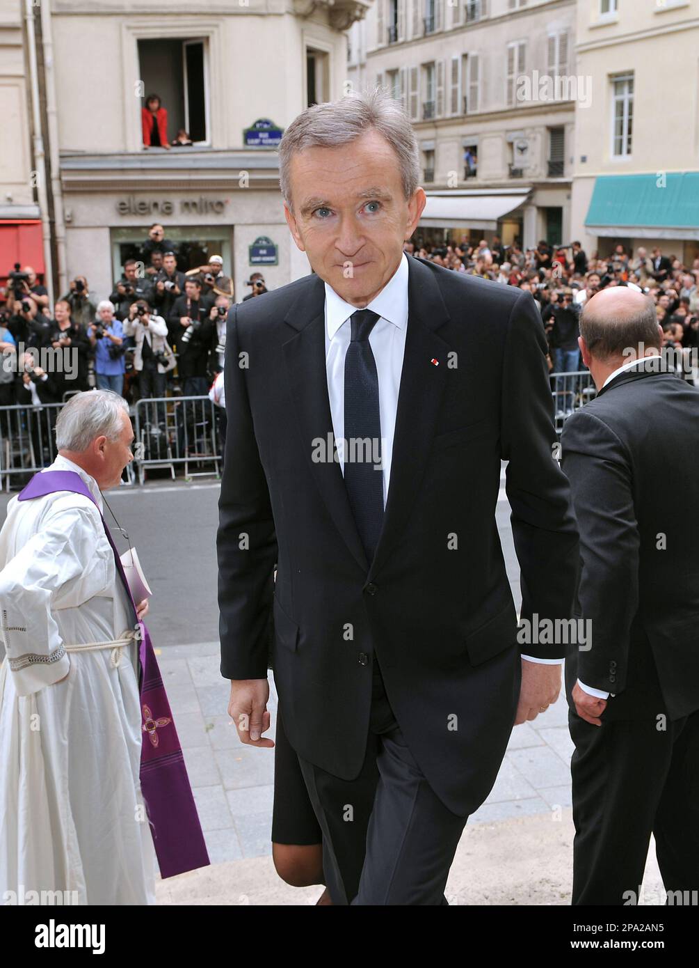 Head of French luxury group LVMH Bernard Arnault arrives at Saint