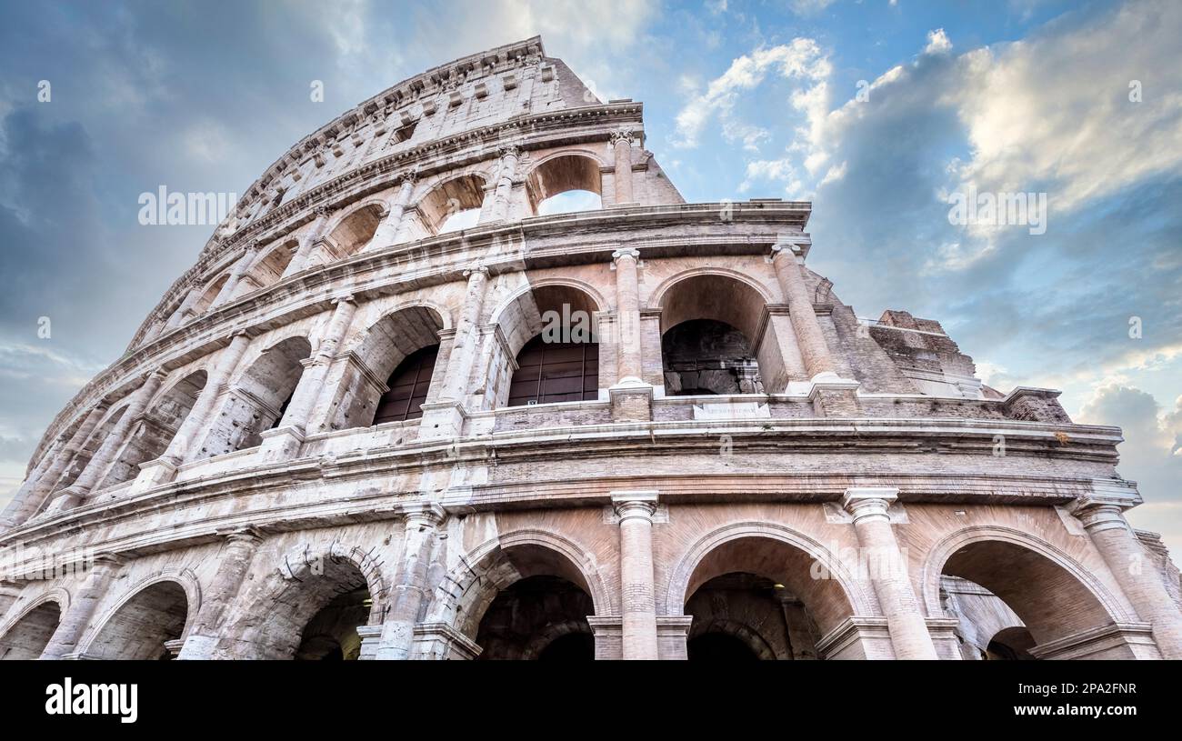 Spectacular Rome Detail of Colosseum in Rome (Roma), Italy. Also named Coliseum, this is ...