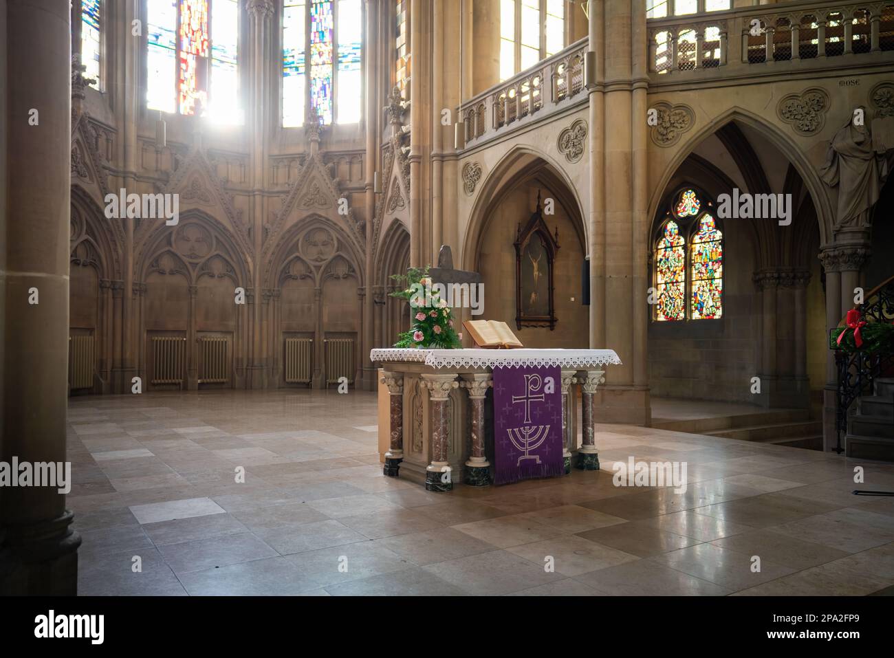 Altar at St. John Church (Johanneskirche) Interior - Stuttgart, Germany Stock Photo