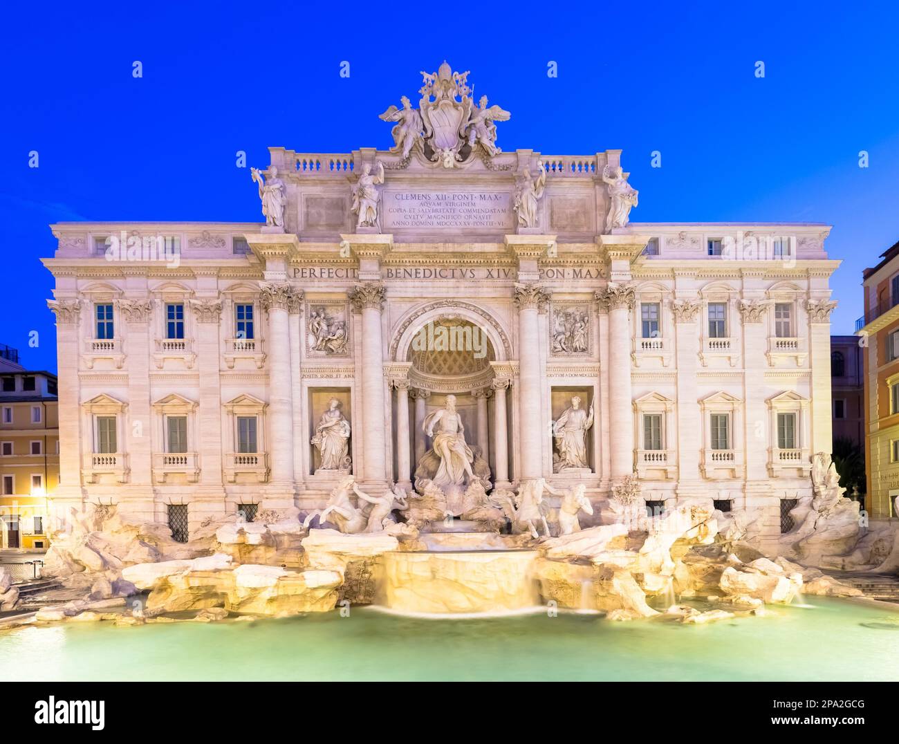 Rome, Italy. Trevi fountain at night, the masterpiece of Italian ...