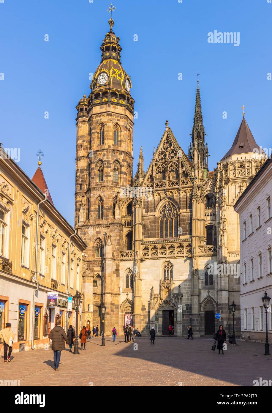 The Cathedral of St. Elizabeth, also called Saint Elizabeth Cathedral, is a Gothic cathedral in Kosice. Stock Photo
