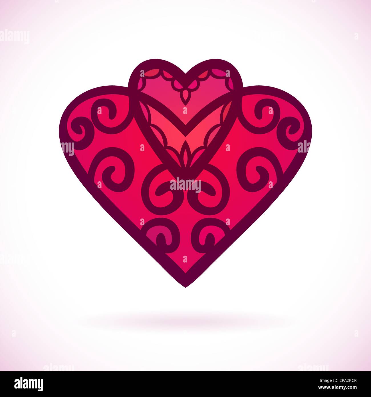 Ornamental double heart, Isolated design element, Vector illustration ...