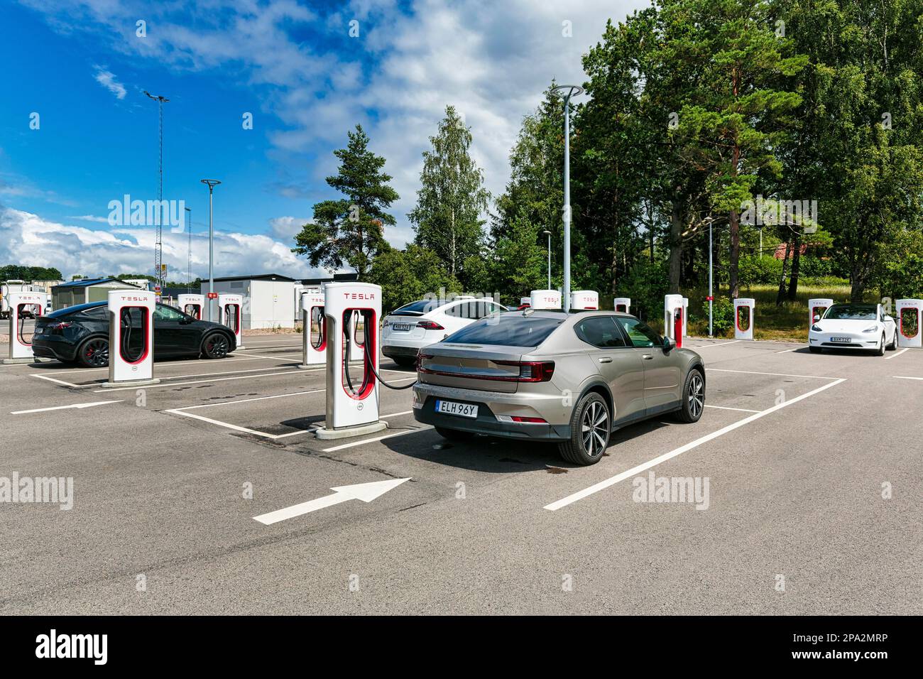 Tesla charging stations for electric vehicles, Supercharger, electric charging station, Sweden