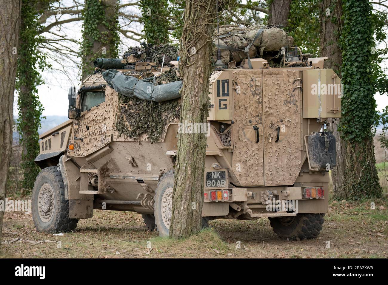 close-up of a British army Foxhound 4x4-wheel drive protected patrol ...