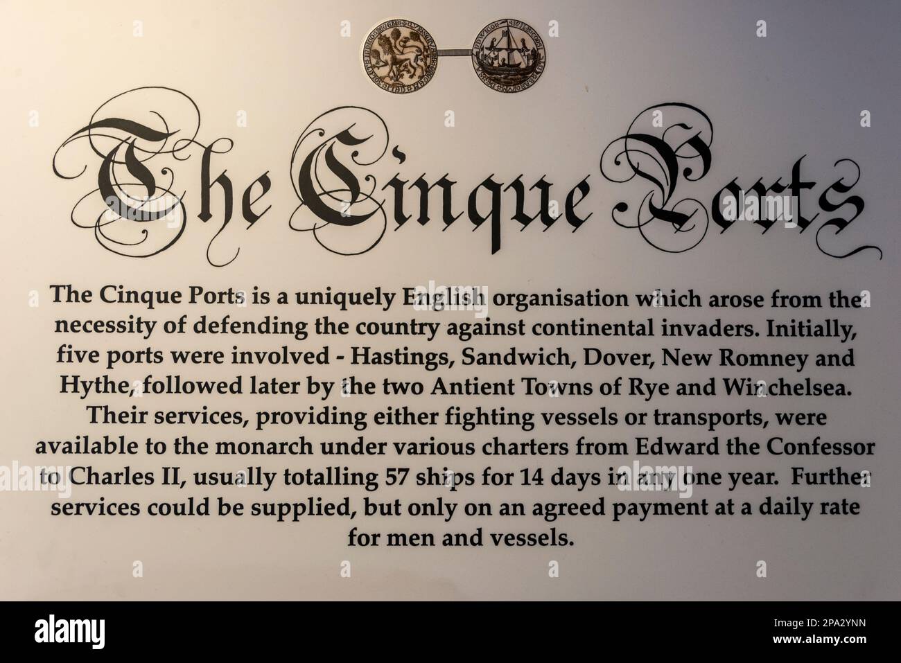 The history of the Cinque Ports in a museum in Sandwich, Kent, Britain