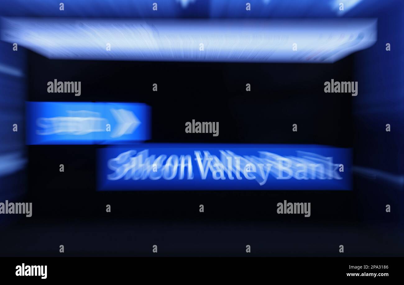 Silicon Valley Bank (SVB). The picture is photographed during a long ...