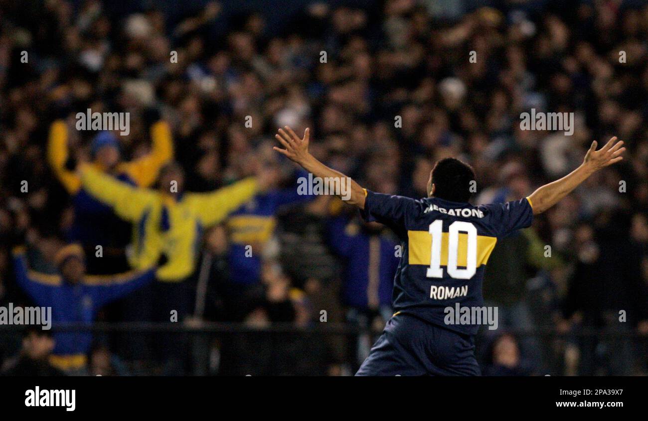 Roman Riqueleme Argentina's Boca Juniors Juan Roman Riquelme celebrates scoring against ...