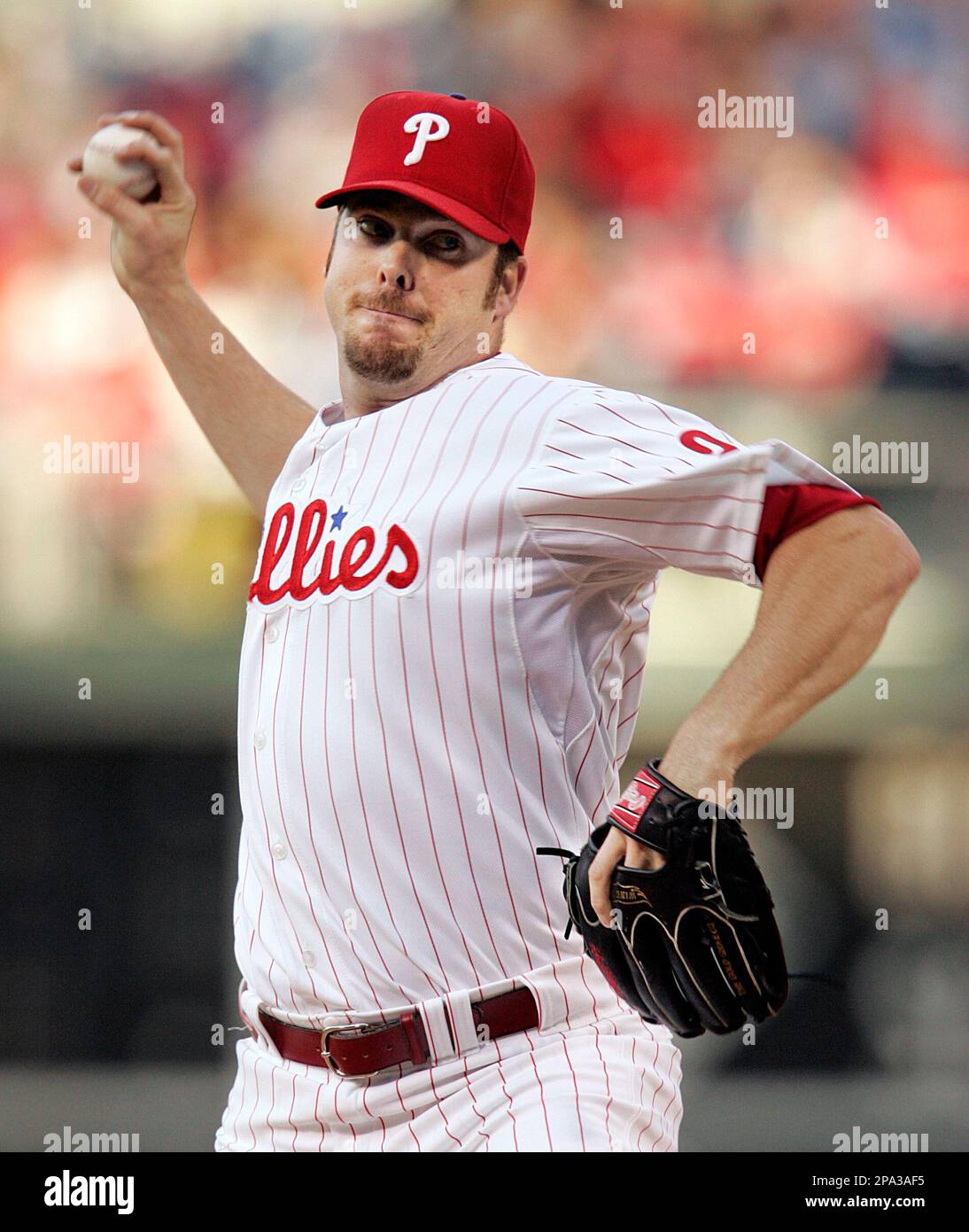 Philadelphia Phillies' Adam Eaton throws in the first inning of a baseball  game against the Colorado Rockies, Wednesday, May 28, 2008 in Philadelphia.  (AP Photo/Tom Mihalek Stock Photo - Alamy