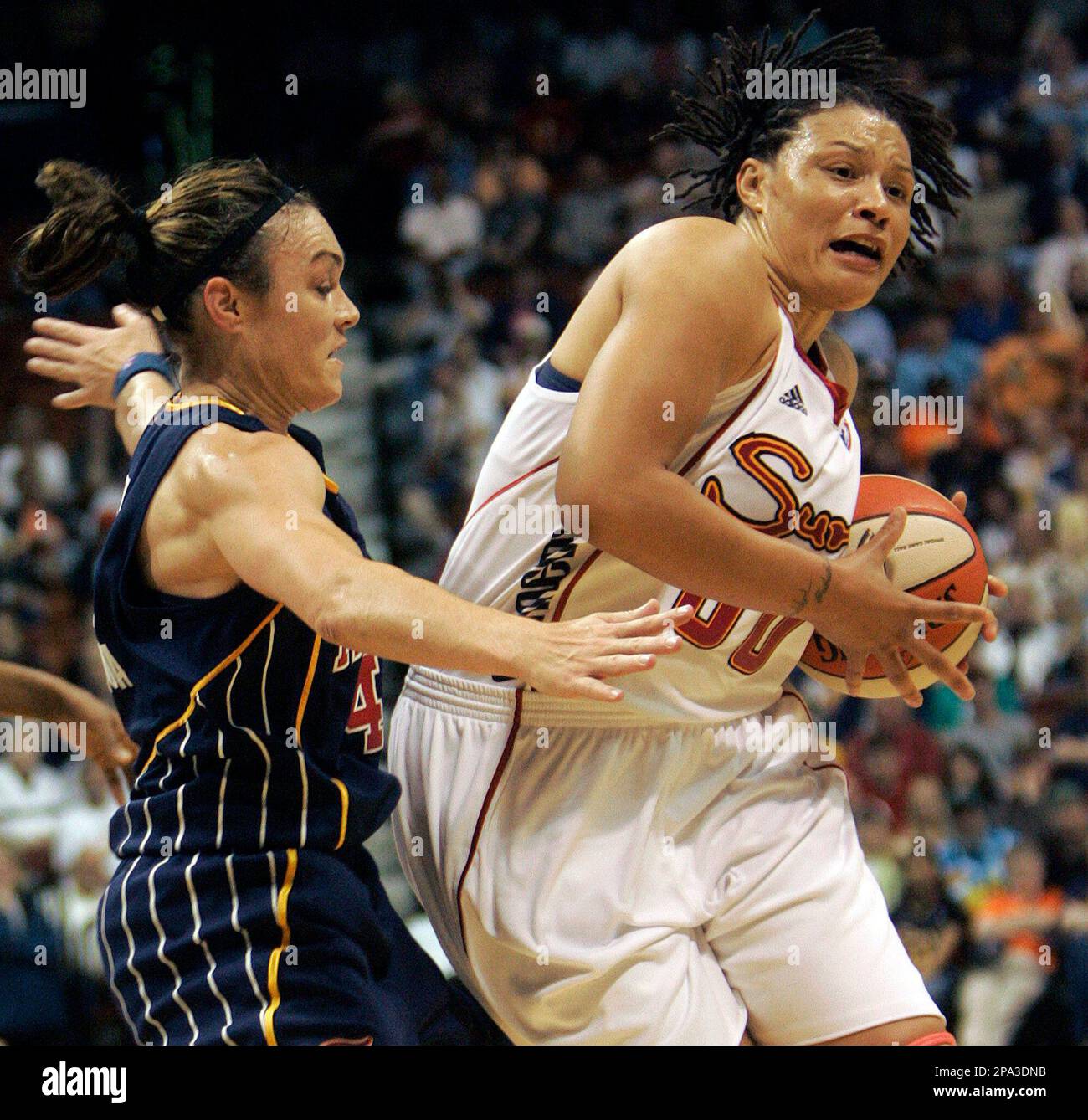 Indiana Fever's Tully Bevilaqua of Australia, guards Connecticut Sun's