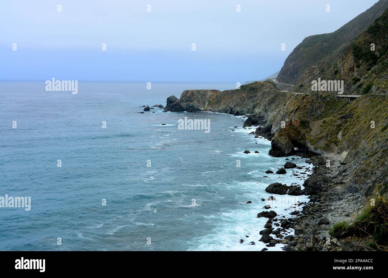 Cool and brilliant morning along highway 1 at Big Sur California Stock ...