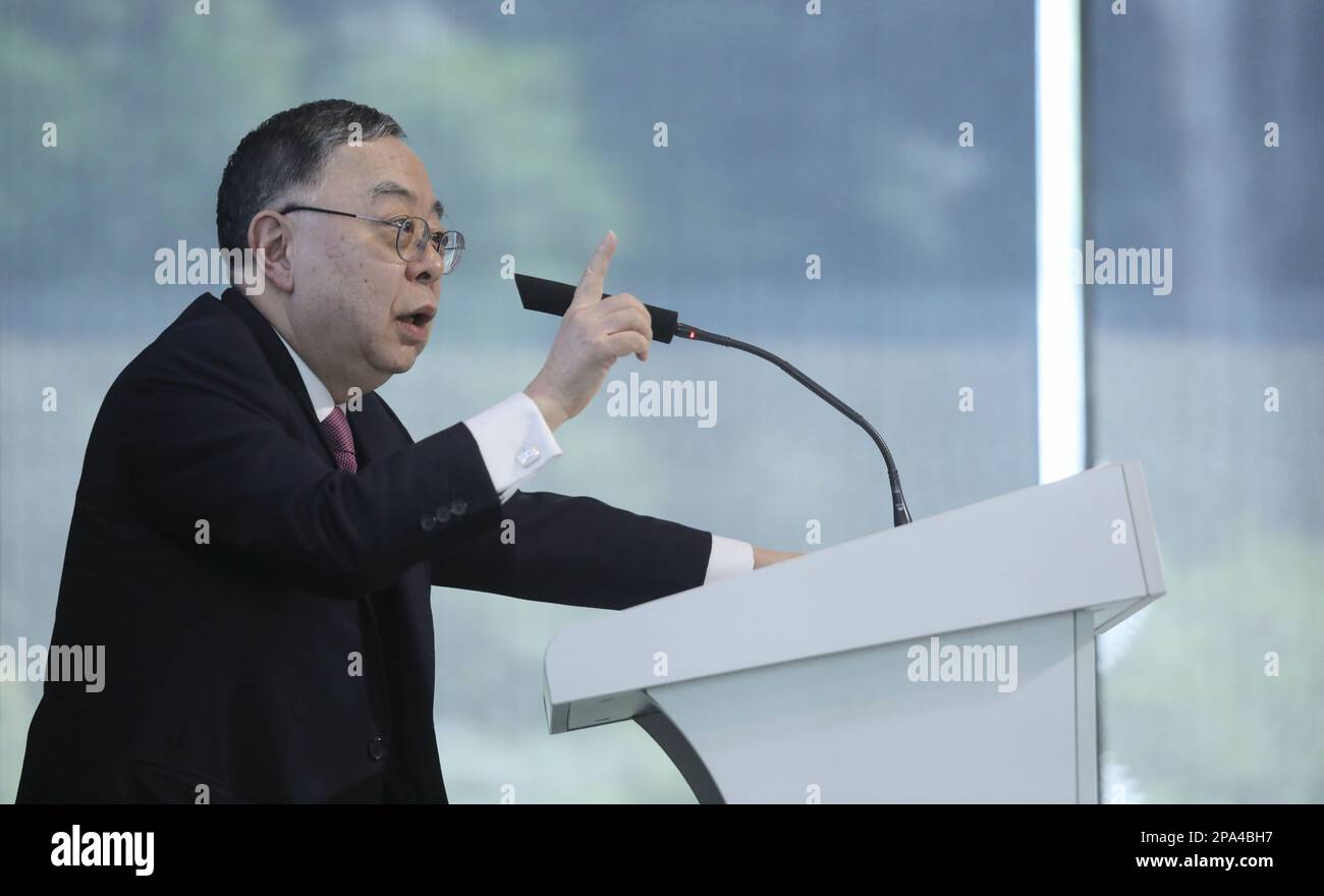 Ronnie C. Chan (aka. Ronnie Chan Chi-chung), Executive Committee Chairman, Better Hong Kong Foundation, and Co-Founder and Chair,  Centre for Asian Philanthropy and Society (CAPS),  at a event on charity in Admiralty.  23FEB23 SCMP/ Xiaomei Chen Stock Photo