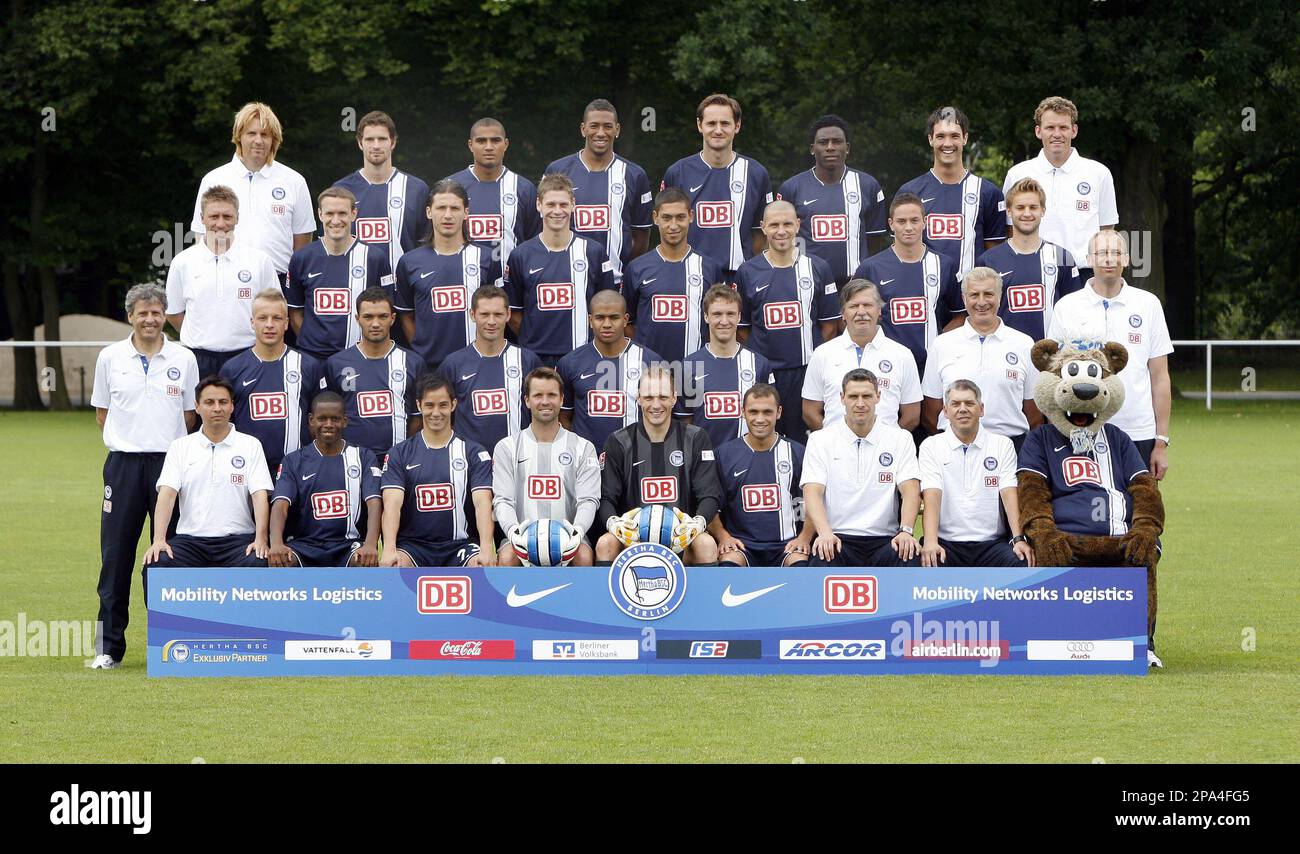 FILE ** A July 7, 2007 file photo shows tThe players and the staff members of the German first division soccer club Hertha BSC pose for the team photo in Berlin,