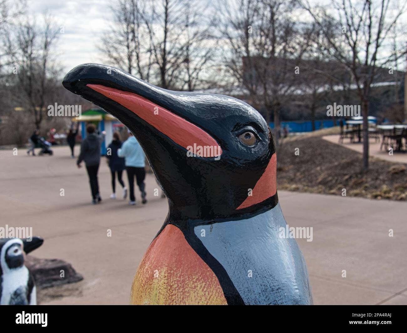 Kansas City, Missouri - March 4, 2023 - King Penguin sculpture outside