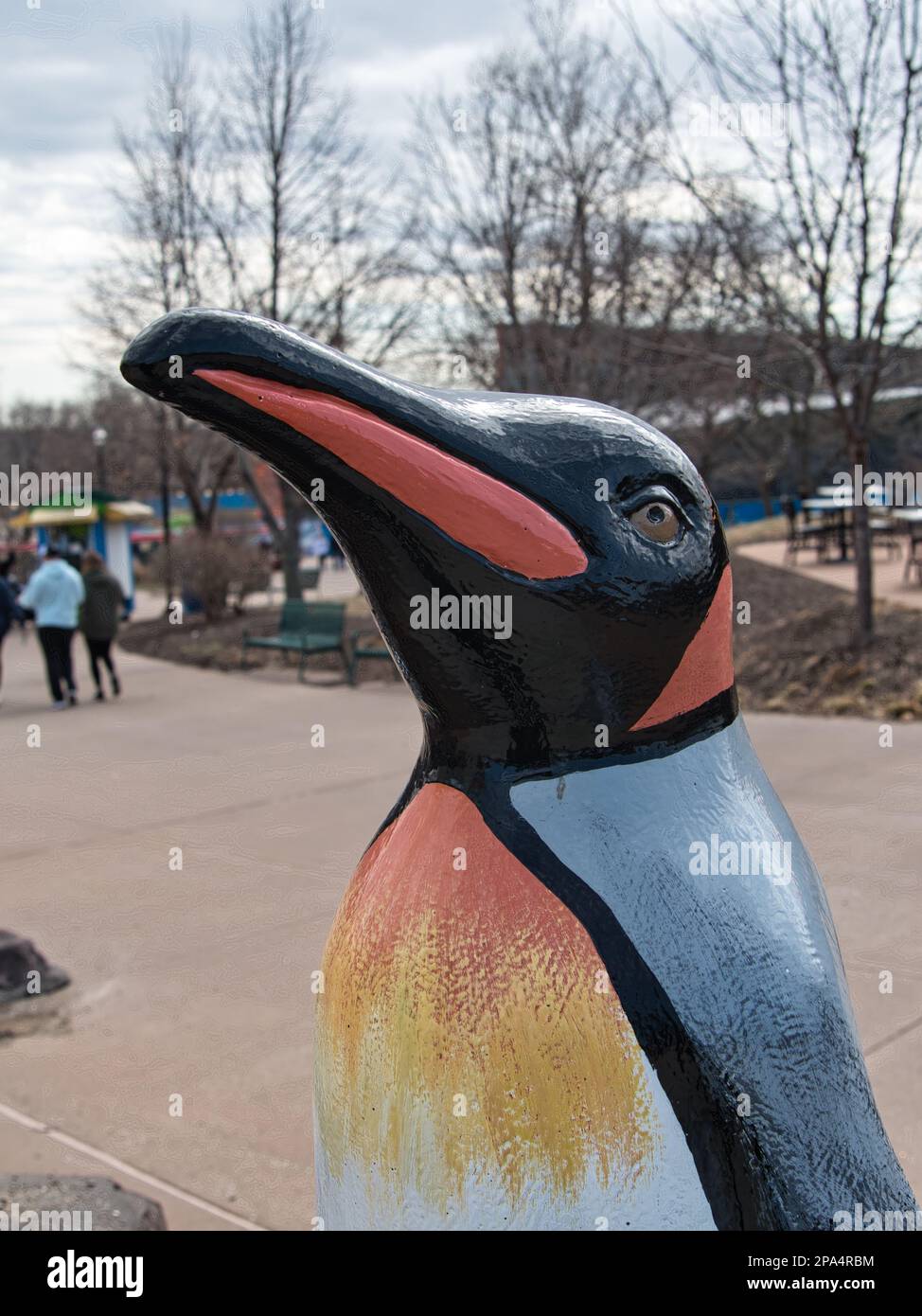 Kansas City, Missouri - March 4, 2023 - King Penguin sculpture outside