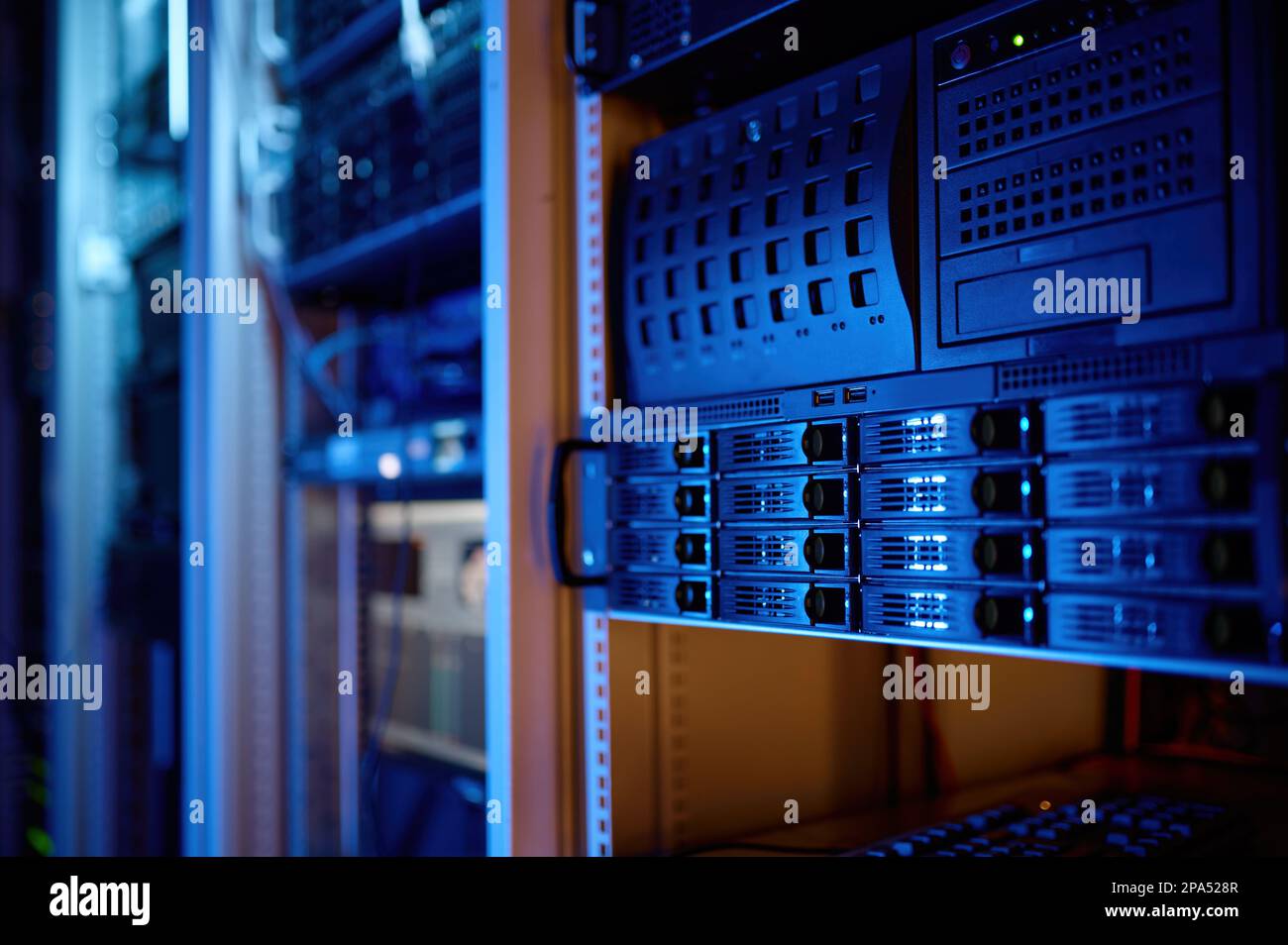 Closeup server room data center for cloud computing Stock Photo