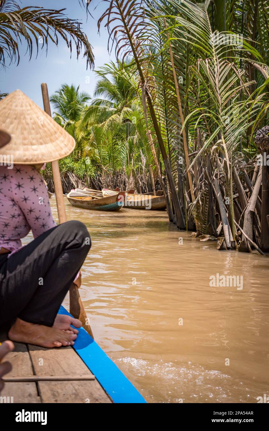 Boats in Mekong river delta in vietnam Stock Photo - Alamy