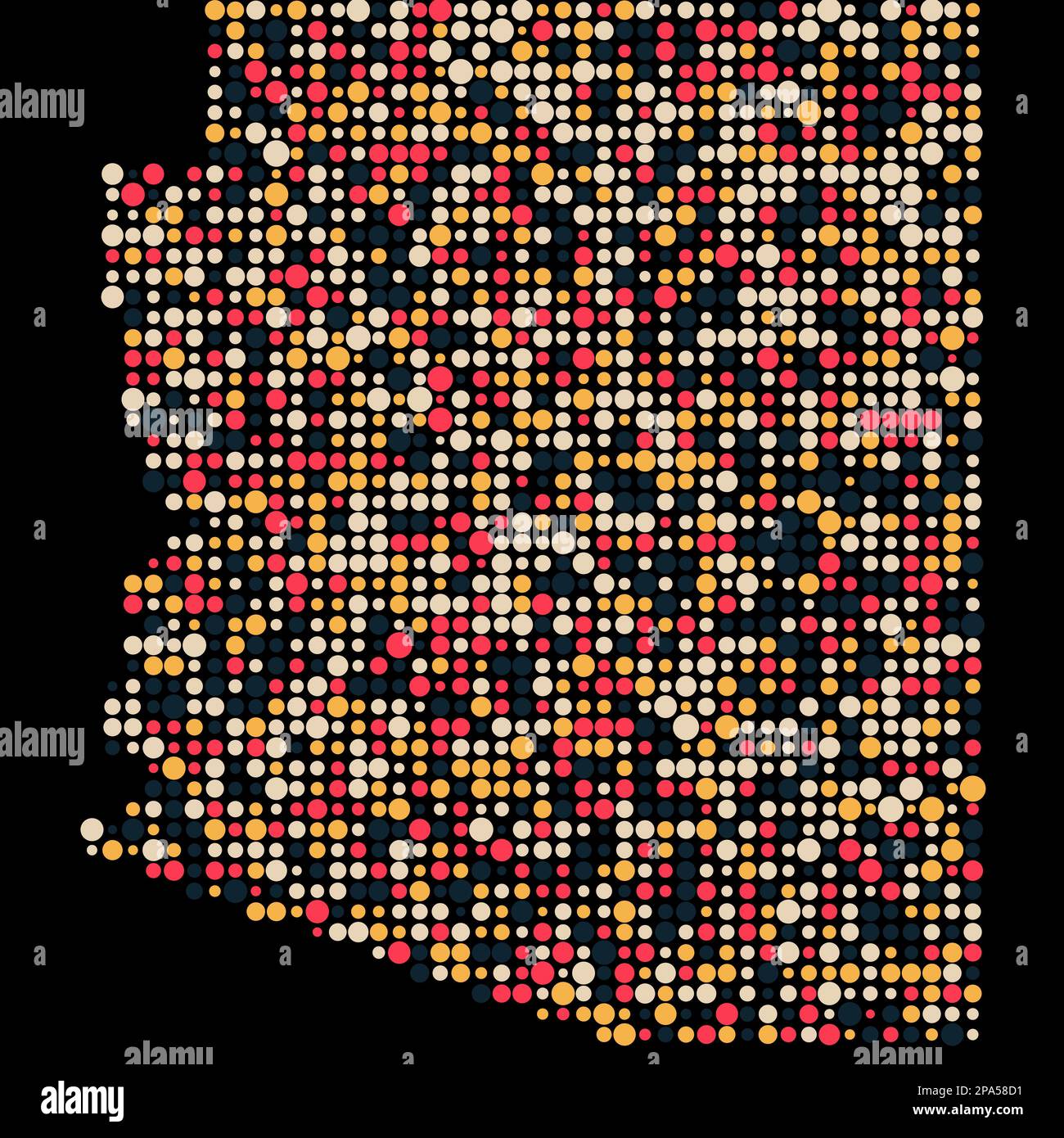 Arizona Map Silhouette Pixelated generative pattern illustration Stock ...