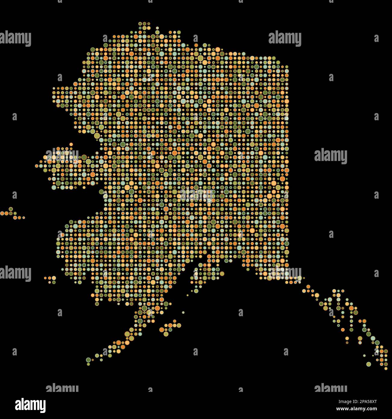 Alaska Map Silhouette Pixelated generative pattern illustration Stock ...