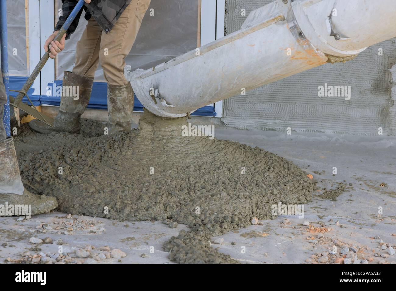 Cement truck was filled with required amount of concrete for pavement