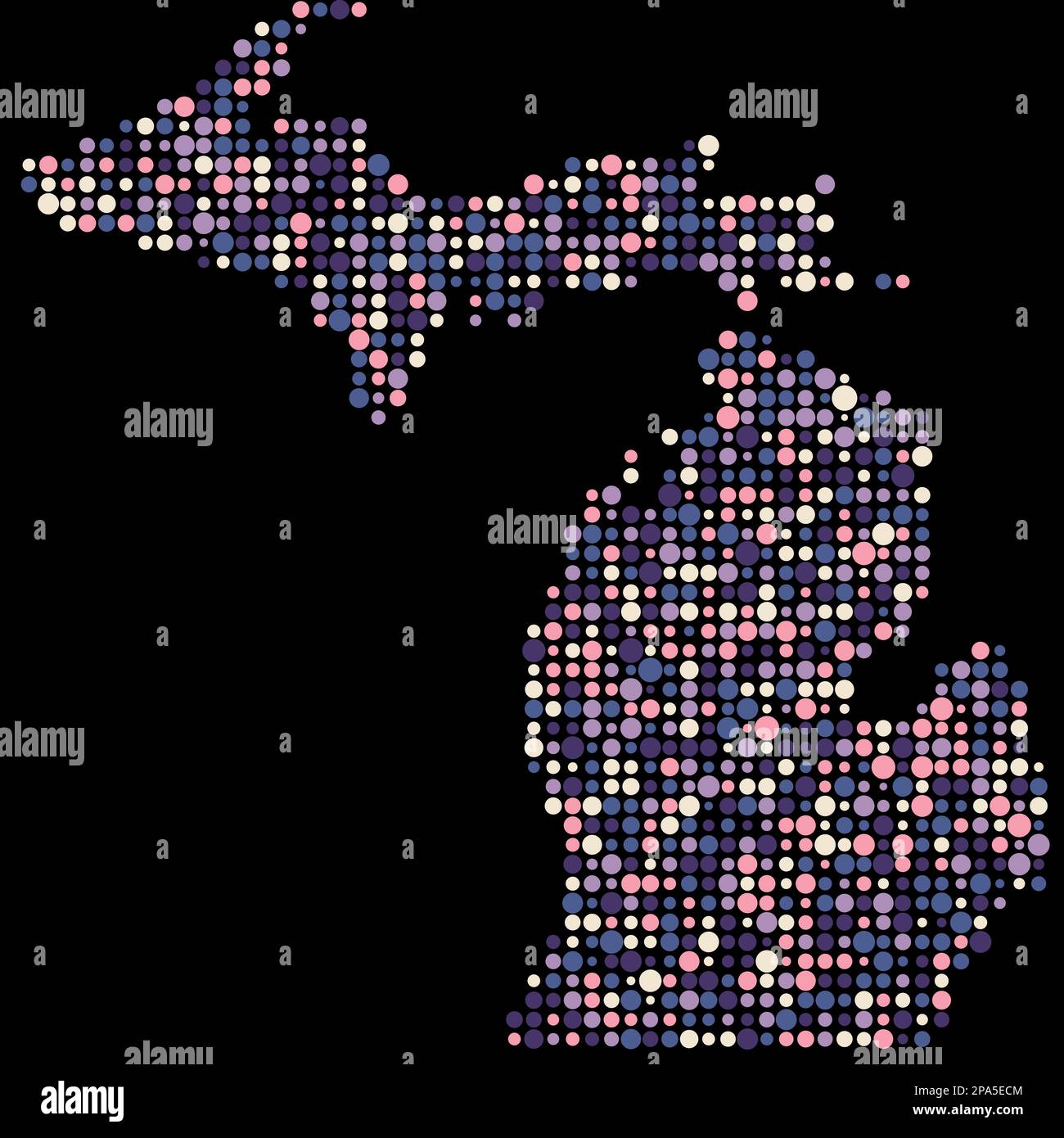 Michigan Map Silhouette Pixelated generative pattern illustration Stock ...