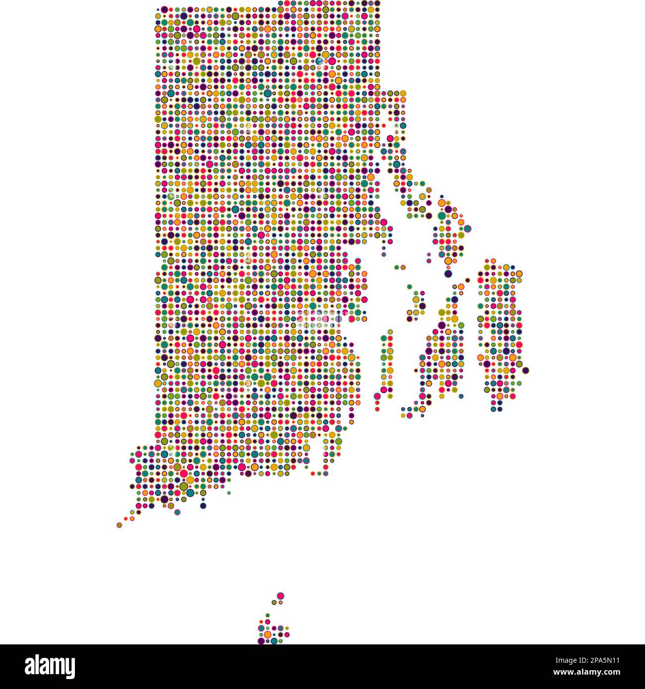 Rhode island Map Silhouette Pixelated generative pattern illustration Stock Vector