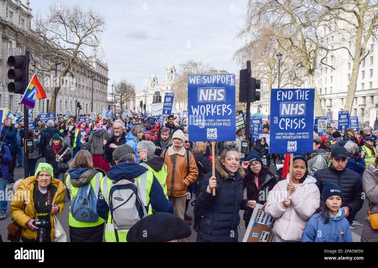Protesting Uk London, England, UK. 11th Mar, 2023. Protesters outside Downing Street ...