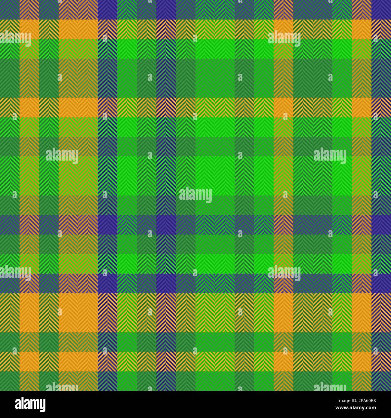 Background pattern vector. Check plaid tartan. Texture fabric textile seamless in green and amber colors. Stock Vector