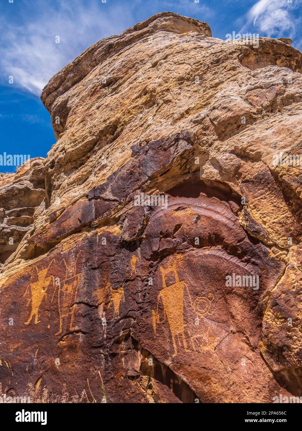 Petroglyphs, McKee Springs, Island Park Road, Dinosaur National Monument, Jensen, Utah. Stock Photo