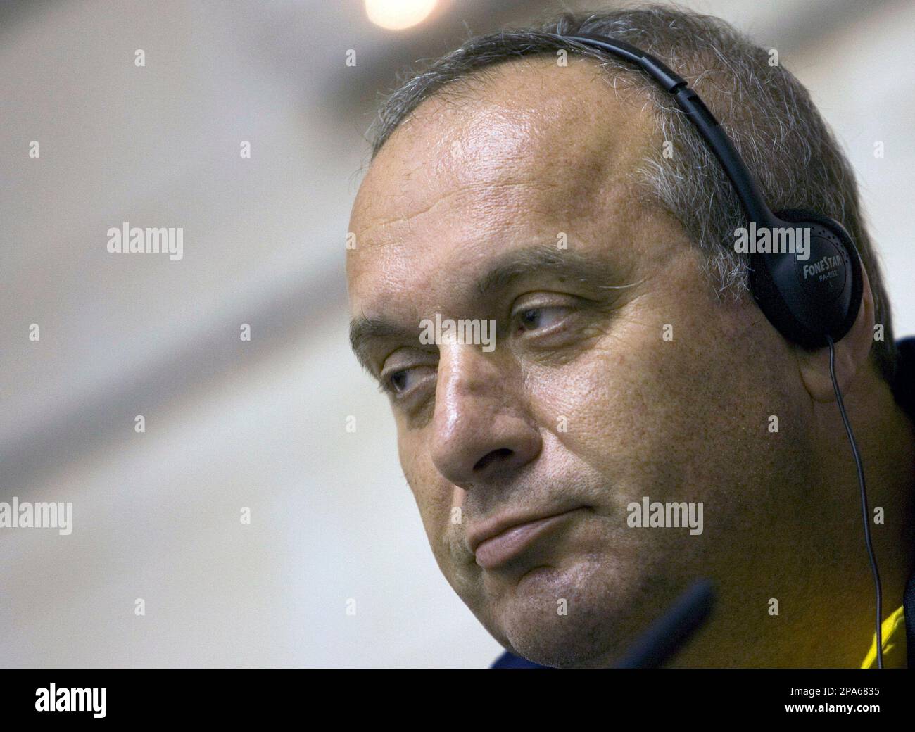 Maccabi Tel Aviv coach Zvi Sherf during a press conference prior the final  game of the Euroleague Final Four Championship at the Palacio de los  Deportes in Madrid, Saturday, May 3, 2008.