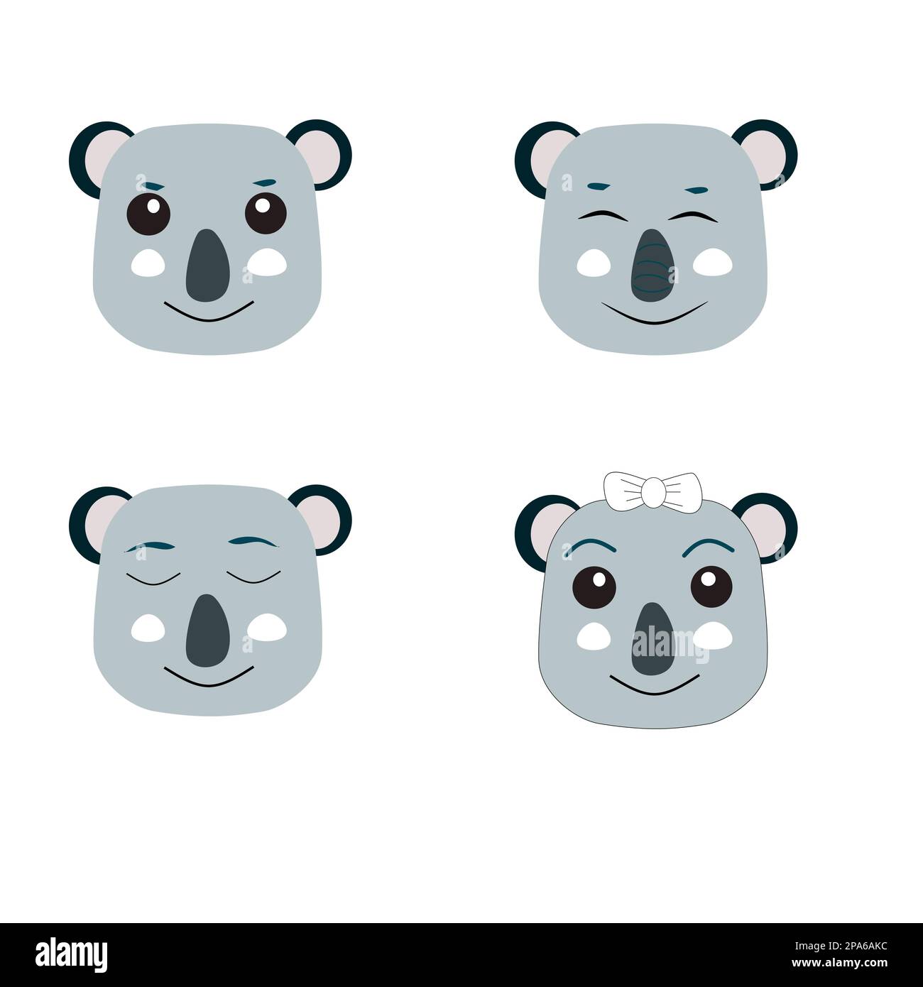 collection of koalas cute faces in style cartoon Stock Vector Image ...