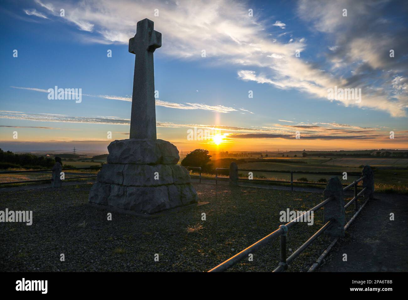 The Flodden Memorial on Branxton Moor commorating the 1513 battle which saw James IV and his Scottish Army defeated by the Earl of Surry's army Stock Photo